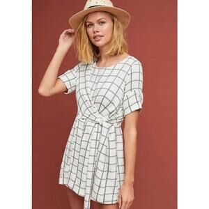 Eva Franco White Windowpane Romper Size 4 Made in USA